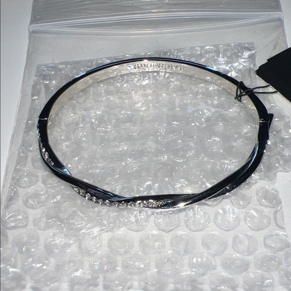 Givenchy Silver Bangle Bracelet With Crystal Deta… - image 1
